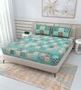 Green Traditional 144 TC Cotton Double Queen Bedsheet With 2 Pillow Covers