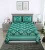 Green Traditional 144 TC Cotton Double Queen Bedsheet With 2 Pillow Covers