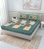 Green Traditional 144 TC Cotton Double Queen Bedsheet With 2 Pillow Covers