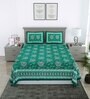 Green Traditional 144 TC Cotton Double Queen Bedsheet With 2 Pillow Covers