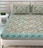 Green Traditional 144 TC Cotton Double Queen Bedsheet With 2 Pillow Covers