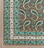 Green Traditional 144 TC Cotton Double Queen Bedsheet With 2 Pillow Covers