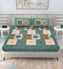 Green Traditional 144 TC Cotton Double Queen Bedsheet With 2 Pillow Covers