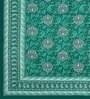 Green Traditional 144 TC Cotton Double Queen Bedsheet With 2 Pillow Covers