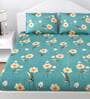 Green Floral 150 TC Cotton Queen Sized Bed Sheets with 2 Pillow Covers