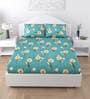 Green Floral 150 TC Cotton Queen Sized Bed Sheets with 2 Pillow Covers