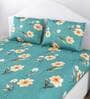 Green Floral 150 TC Cotton Queen Sized Bed Sheets with 2 Pillow Covers