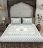 Green Floral 180 TC Cotton Queen Sized Bed Sheets with 2 Pillow Covers