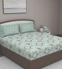 Green Traditional 180 TC Cotton Queen Sized Bed Sheets with 2 Pillow Covers