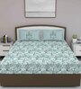 Green Traditional 180 TC Cotton Queen Sized Bed Sheets with 2 Pillow Covers