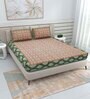 Green Traditional 220 TC Cotton  Double Queen Bedsheet with 2 Pillow Covers