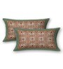 Green Traditional 220 TC Cotton  Double Queen Bedsheet with 2 Pillow Covers