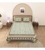 Green Traditional 240 TC Pure Cotton King Sized Double Bedsheet with 2 Pillow Covers