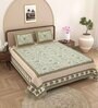 Green Traditional 240 TC Pure Cotton King Sized Double Bedsheet with 2 Pillow Covers