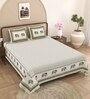 Green Traditional 240 TC Pure Cotton King Sized Double Bedsheet with 2 Pillow Covers
