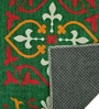 Green Traditional Polyester 24x24 Inches Skid-Resistant Backing Prayer Mats (Pack of 1)