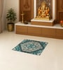 Green Traditional Polyester 24x24 Inches Skid-Resistant Backing Prayer Mats (Pack of 1)