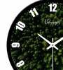 Green Trees Printed Designer With Glass Plastic Wall Clock In Green
