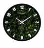 Green Trees Printed Designer With Glass Plastic Wall Clock In Green