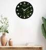 Green Trees Printed Designer With Glass Plastic Wall Clock In Green