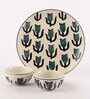 Green Tulip (Set of 3) Ceramic Dinner Plate & Dinner Bowl