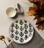 Green Tulip (Set of 3) Ceramic Dinner Plate & Dinner Bowl