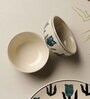 Green Tulip (Set of 3) Ceramic Dinner Plate & Dinner Bowl