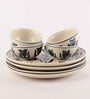 Tulip 8 Pcs White & Green Ceramic Dinnerware Set