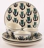 Tulip 8 Pcs White & Green Ceramic Dinnerware Set
