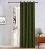 Green Velevt Solids 7ft Light Filtering Eyelet Door Curtain