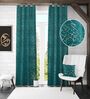 Green Velvet Abstract 9 Foot Ring Top Door Curtains Set Of 2