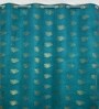 Green Velvet Coral Branch Print  5 Foot Ring Top Window Curtain