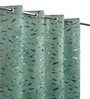 Green Velvet Feather 5Ft Ring Top Window Curtain Pack of 1