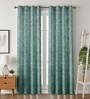 Green Velvet Feather 5Ft Ring Top Window Curtain Pack of 1