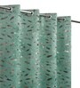 Green Velvet Feather 7Ft Ring Top Door Curtain Pack of 1