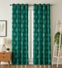 Green Velvet Feather 9Ft Ring Top Long Door Curtain Pack of 1
