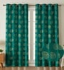 Green Velvet Feather 9Ft Ring Top Long Door Curtain Pack of 1