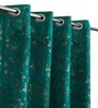 Green Velvet Feather 9Ft Ring Top Long Door Curtain Pack of 1