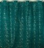 Green Velvet Feather 9Ft Ring Top Long Door Curtain Pack of 1