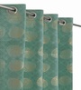 Green Velvet Feather 9Ft Ring Top Long Door Curtain Pack of 1