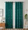 Green Velvet Feather 9Ft Ring Top Long Door Curtain Pack of 1