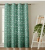 Green Velvet Feather 9Ft Ring Top Long Door Curtains Pack of  2