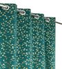 Green Velvet Floral 5 Foot Ring Top Window Curtain