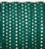 Green Velvet Floral 5 Foot Ring Top Window Curtain