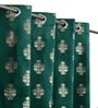 Green Velvet Floral 5 Foot Ring Top Window Curtain