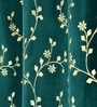 Green Velvet Floral 5 Foot Ring Top Window Curtains Set Of 2