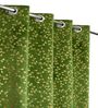 Green Velvet Floral 5 Foot Ring Top Window Curtains Set Of 2