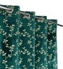 Green Velvet Floral 5 Foot Ring Top Window Curtains Set Of 2