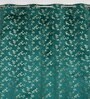 Green Velvet Floral 7 Foot Ring Top Door Curtain