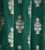 Green Velvet Floral 7 Foot Ring Top Door Curtain